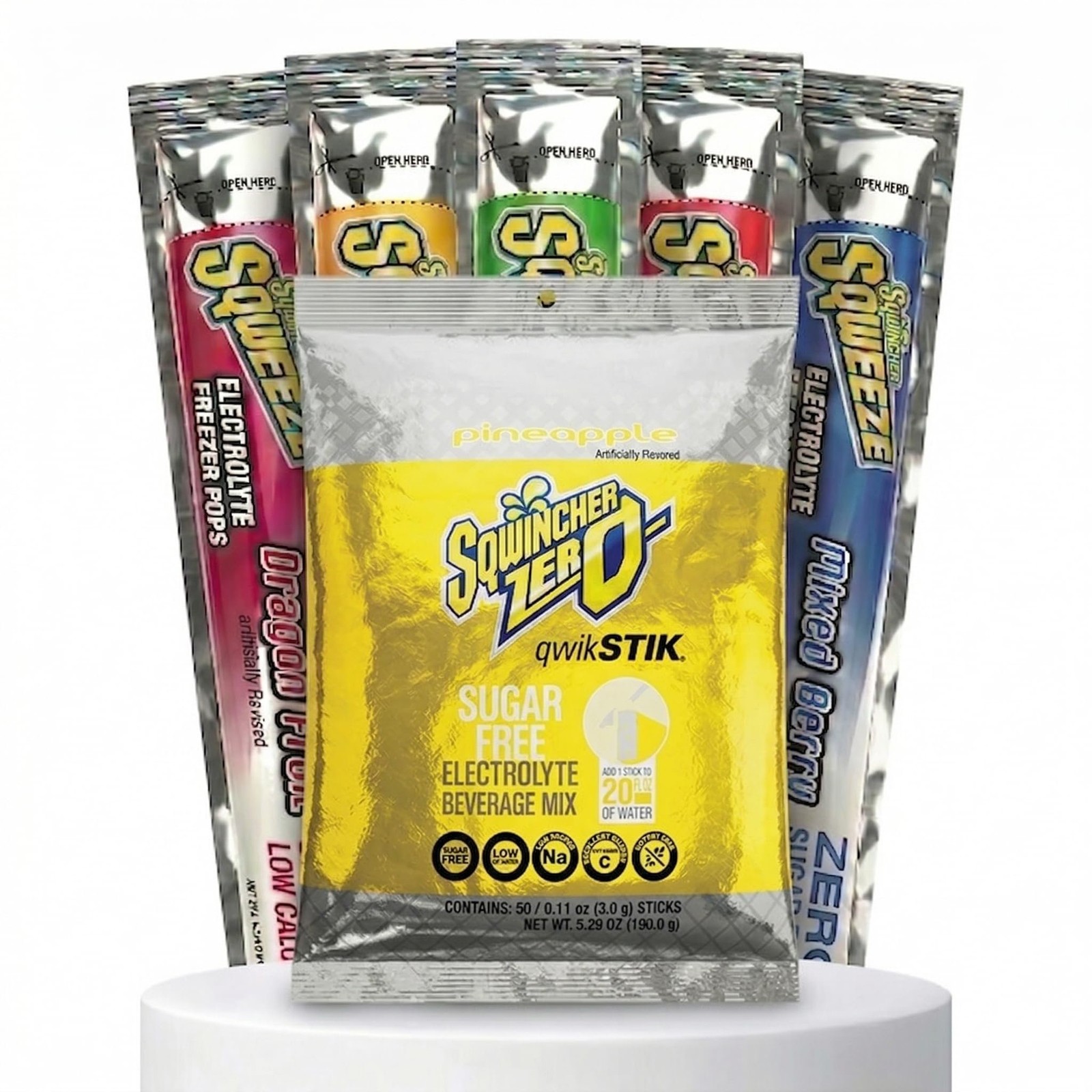 Sqwincher Bundle: (50) Pineapple Zero Qwik Stiks (20oz Yield) & (50) Sqweeze...