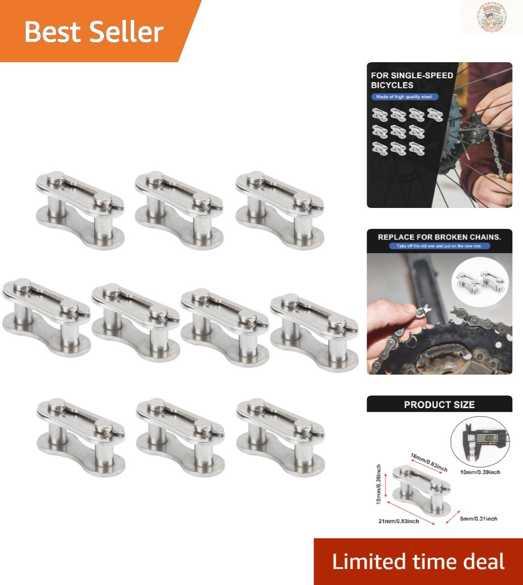 Durable 10PK Chain Connectors for Single Speed Bike Maintenance - Alloy Steel