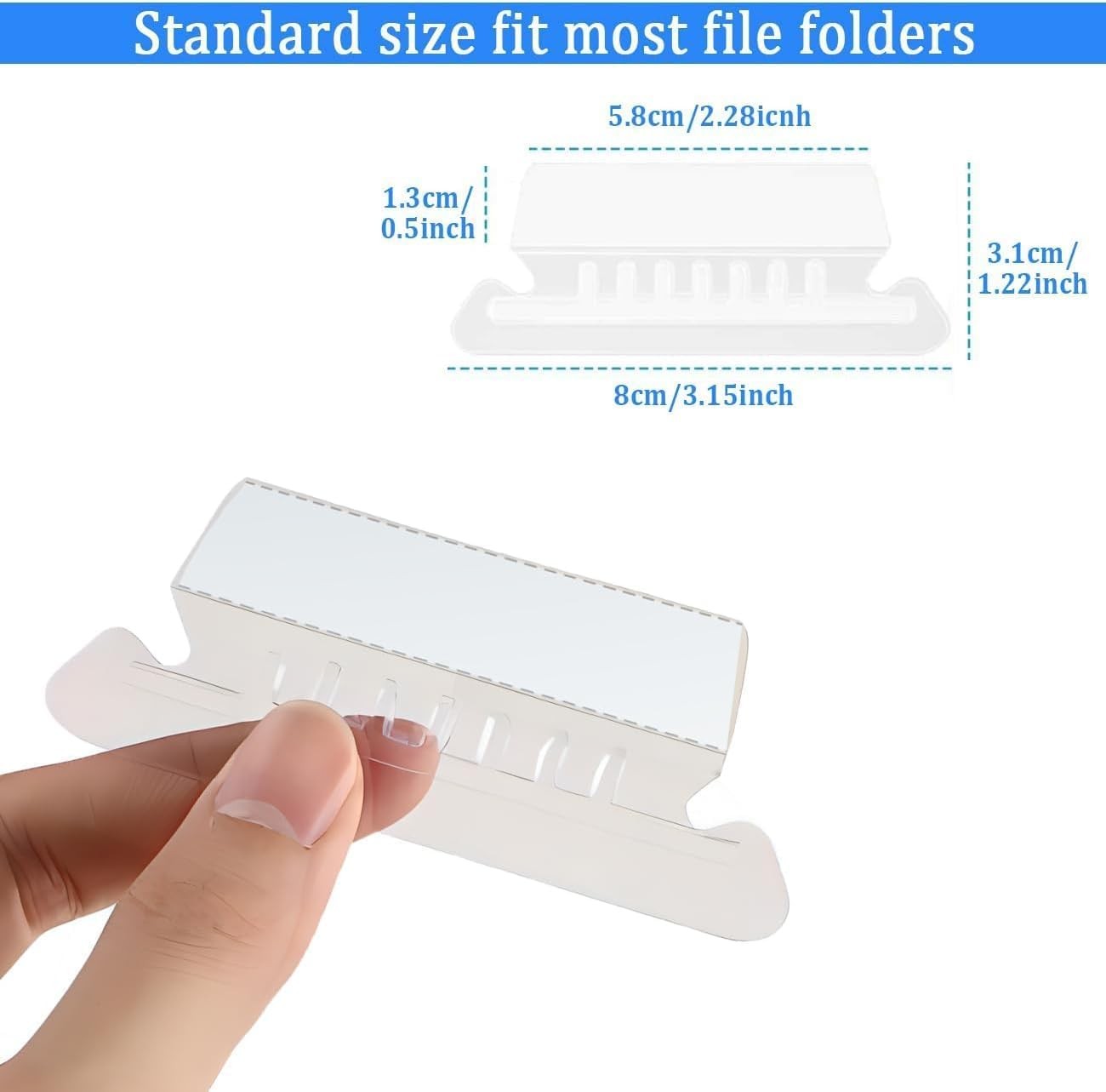 200 Insertable Hanging File Folder Tabs with 400 Inserts - Clear