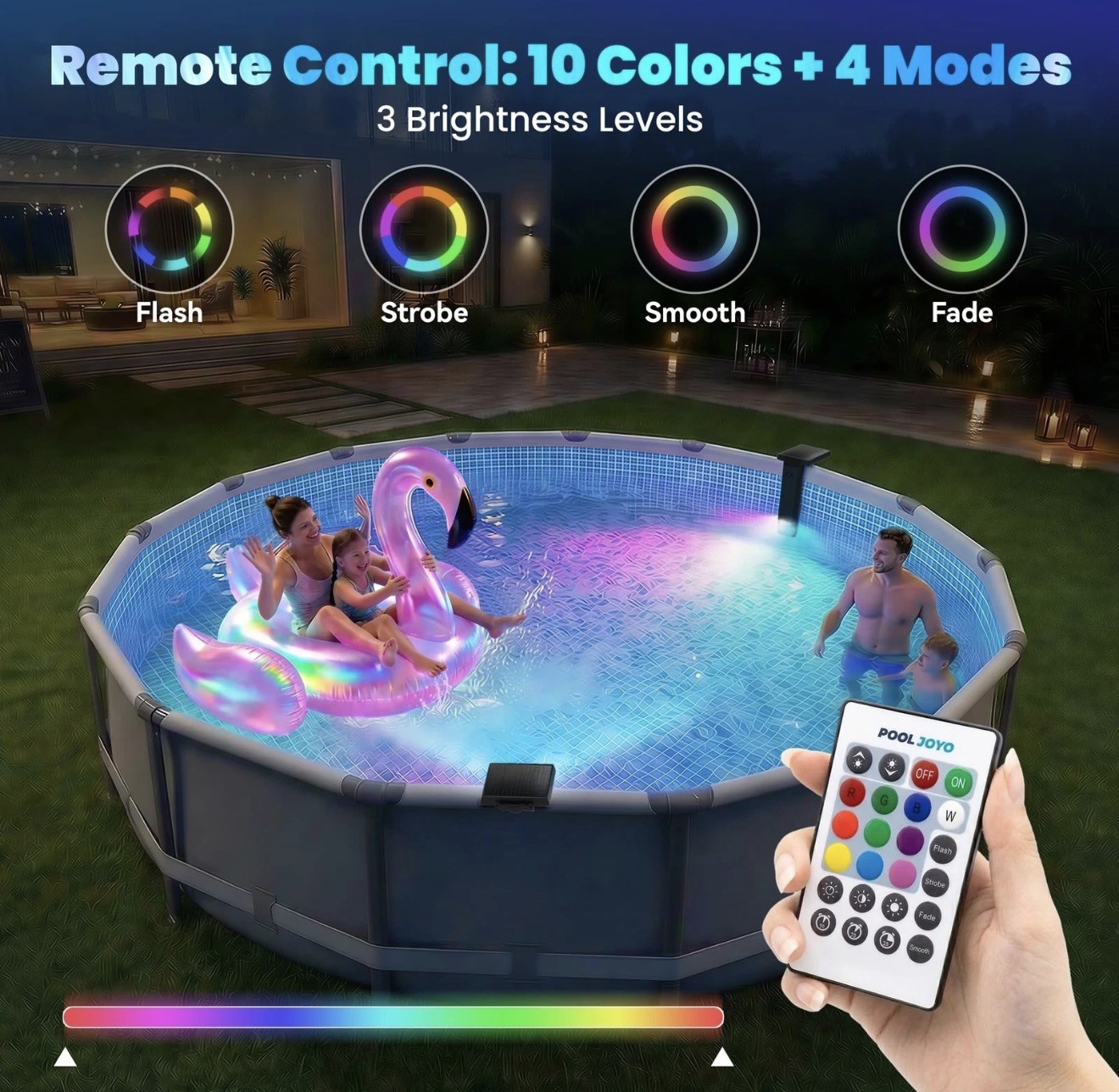 Pooljoyo Solar Pool Lights Only For Metal Frame Above Ground Pools 1.713.9 Top