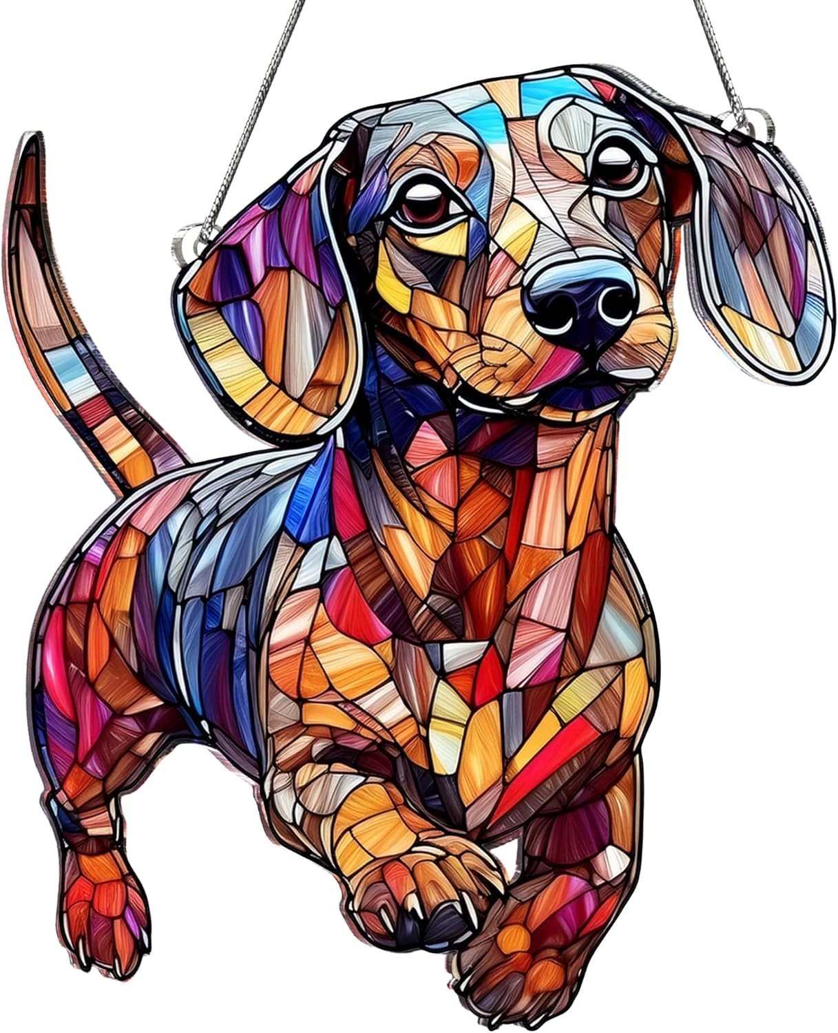 Colorful Dogs Acrylic Suncatcher Ornament for Window Decor, Dachshund