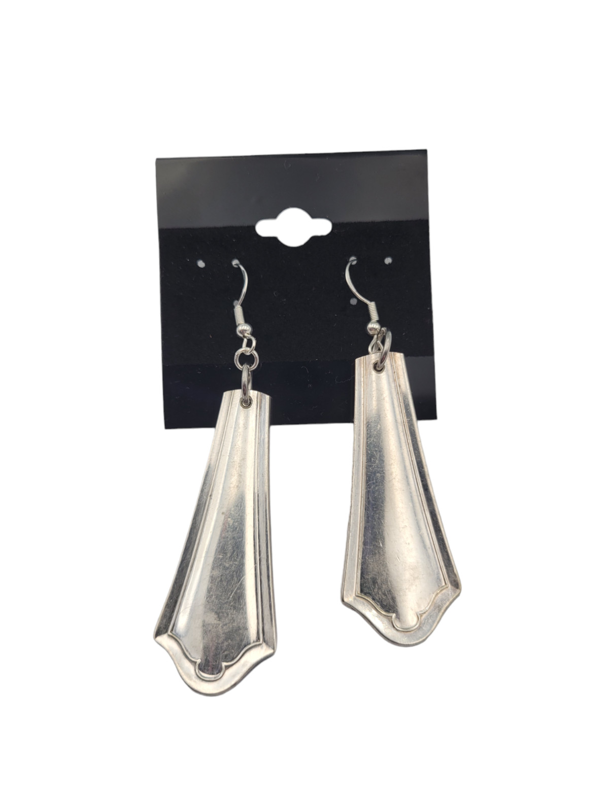 Vintage Silverplate Handcrafted Dangle Earrings Sterling Silver Hooks 3" Drop