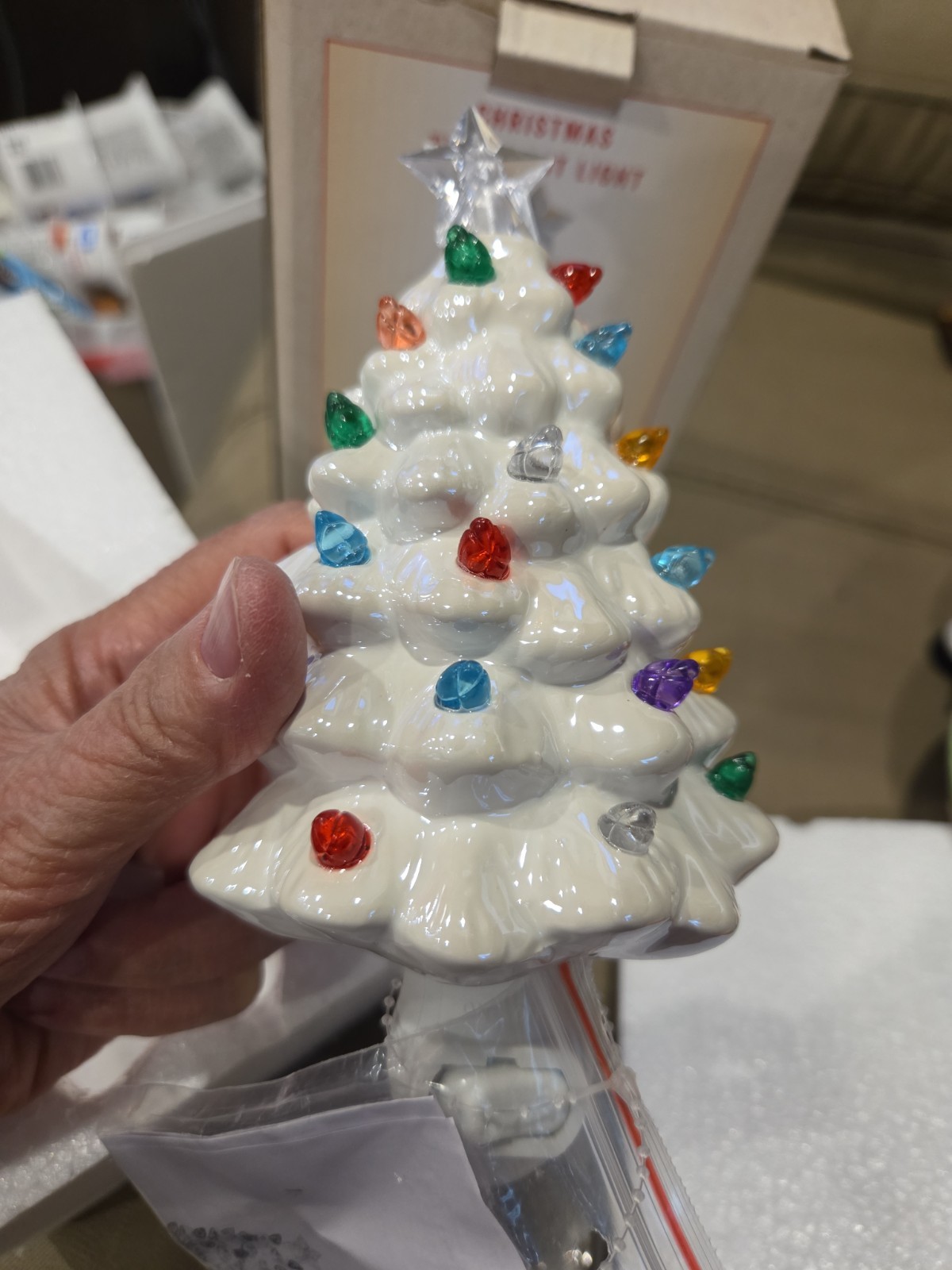 NEW, Ceramic Christmas Tree Night Light Wall Plug Cracker Barrel Exclusive