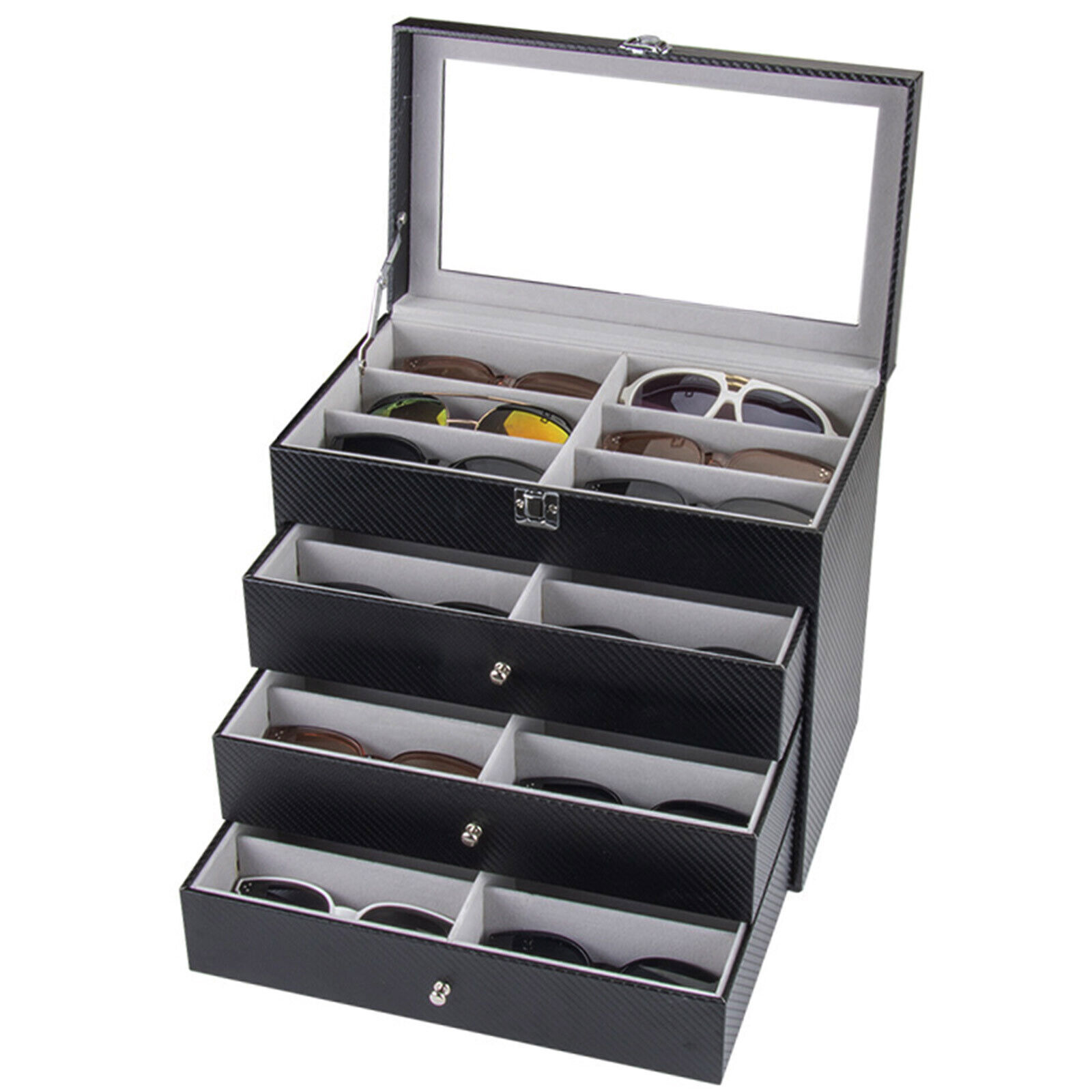 24-Slots Multiple Glasses Organizer Eyeglass Sunglass Storage Box Display Holder