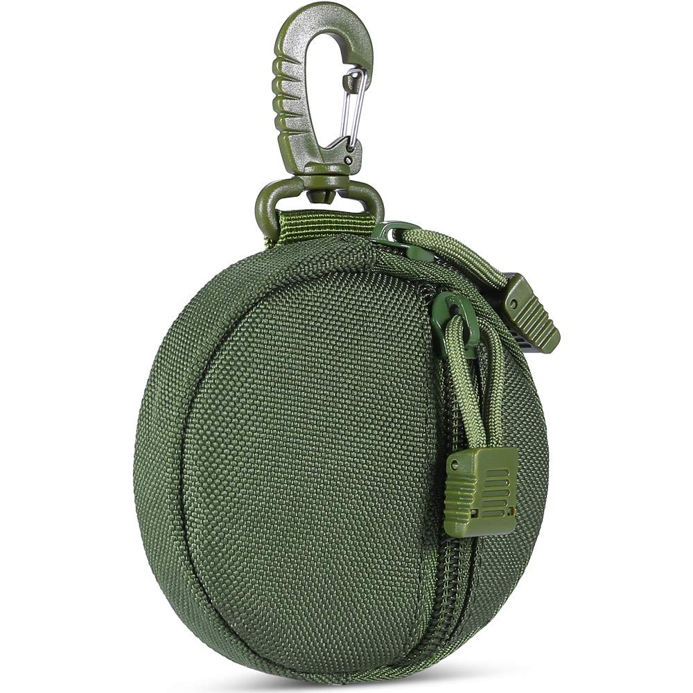 Small Tactical EDC Pouch, 1000D Nylon Round MOLLE Pod for Men (Green)