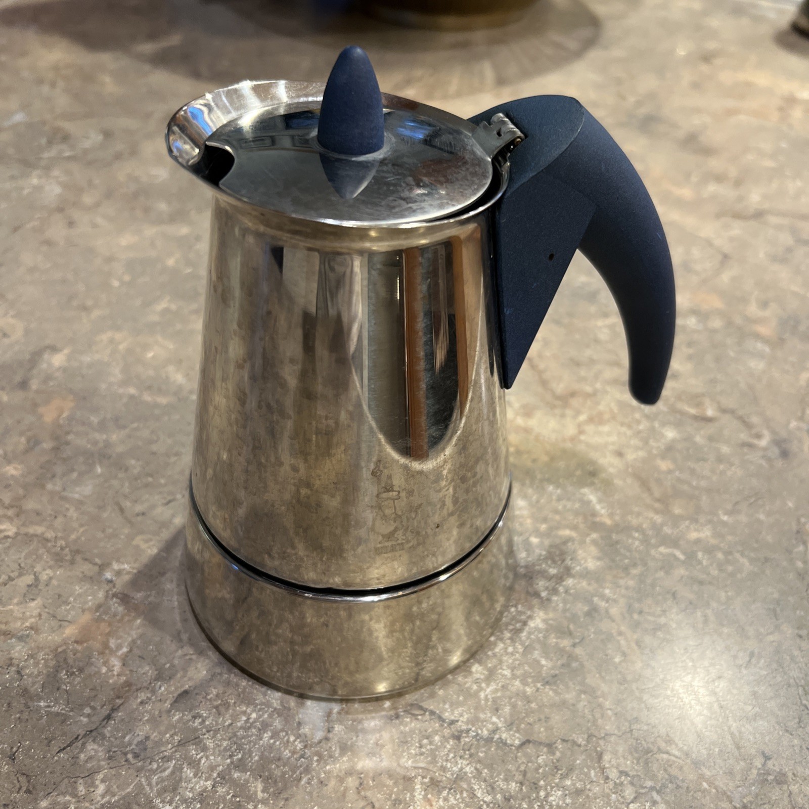 Vintage Bialetti KONA Coffee Espresso Tea Maker 6 Cup Stainless Steel Blue Rare