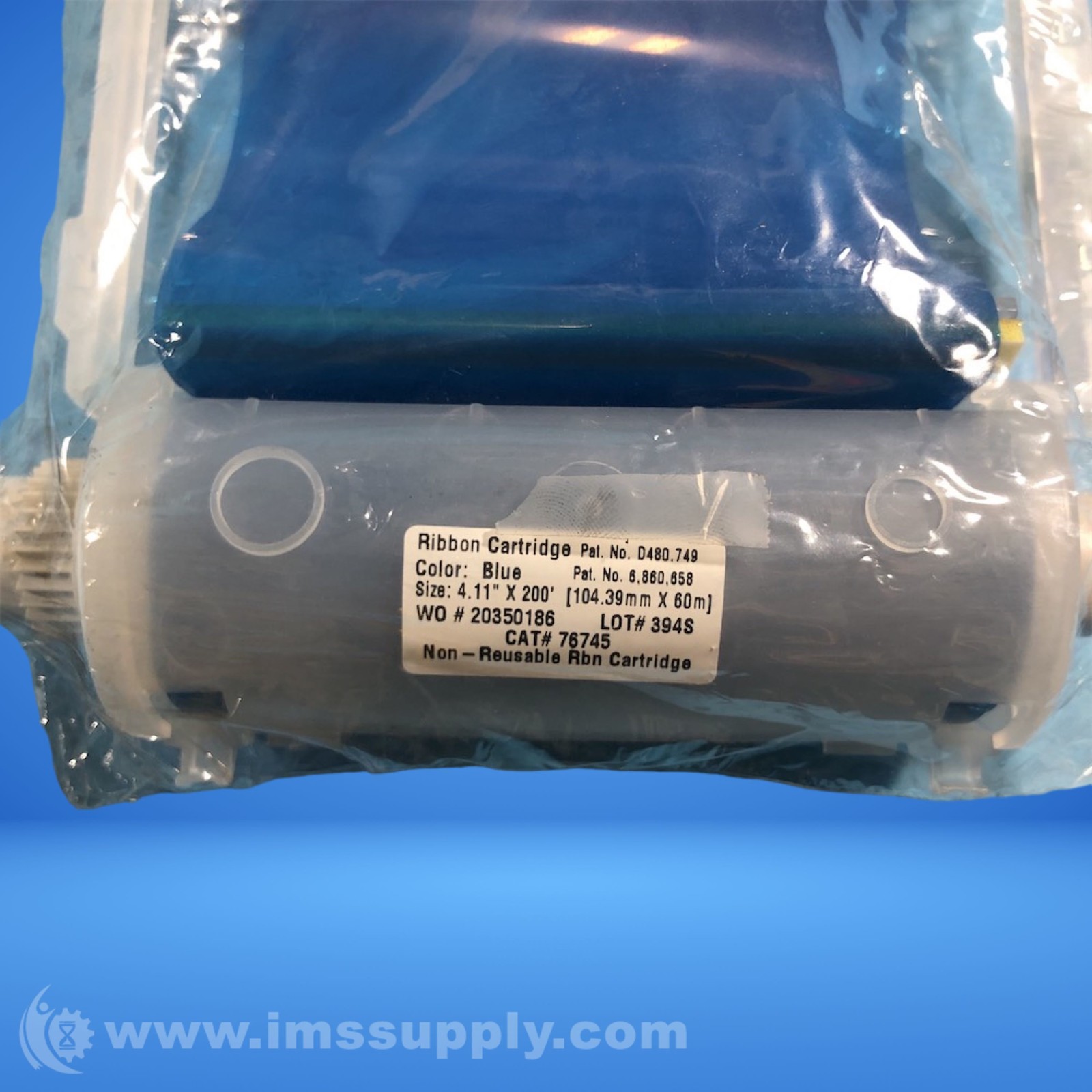 Brady 76745 Printer Ribbon, Blue FNIP