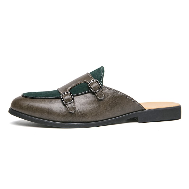 Men's Club Mule Color March Round Toe Slip On Slippers Dress Patchwork Shoes New