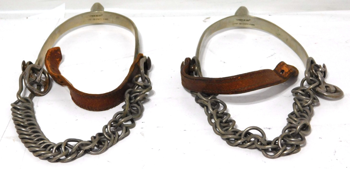 Pair of Vintage Never Rust British Horse Bit Curb Chain Assemblies England