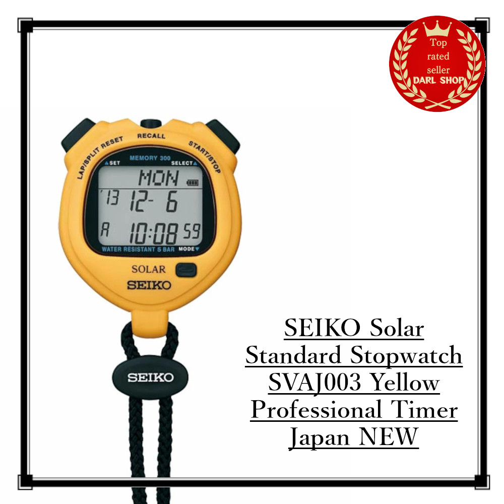 SEIKO Solar Standard Stopwatch SVAJ003 Yellow Professional Timer Japan NEW