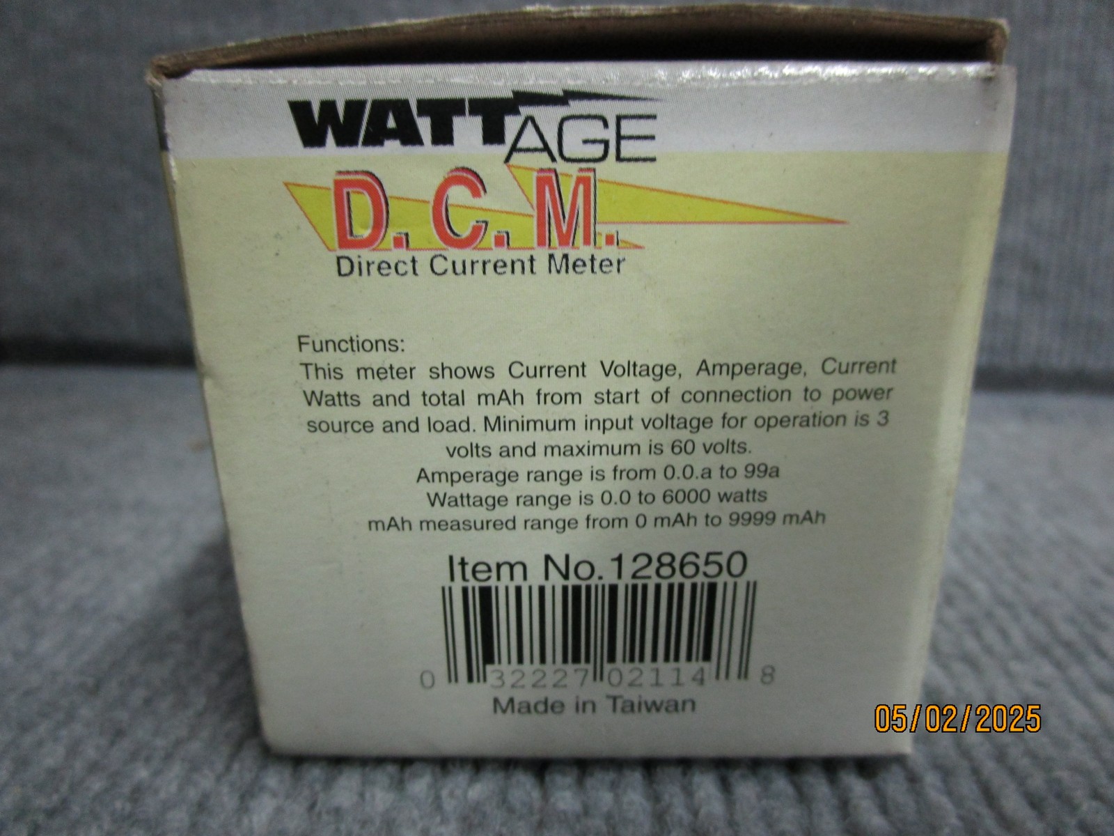 Wattage DCM Direct Current Meter Item No 128650 NOS