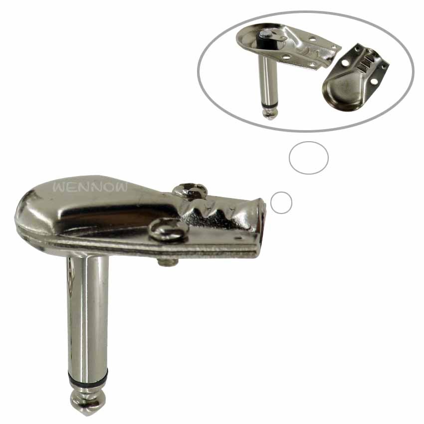 2pc Low Profile 1/4 Inch Mono Right Angle Guitar Cable Adapte