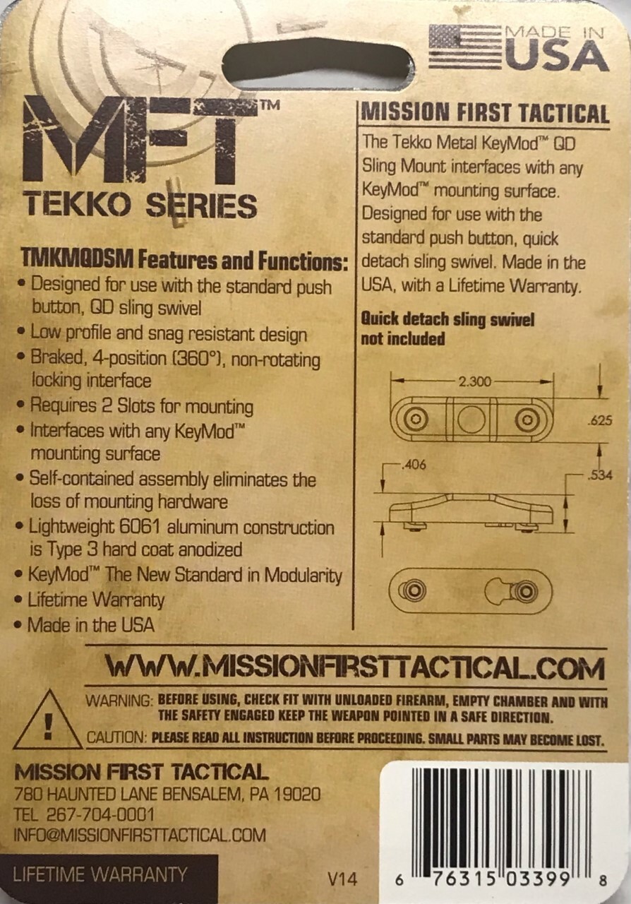 Tekko KeyMod Quick Detach Sling Mounts - TMKMQDSM