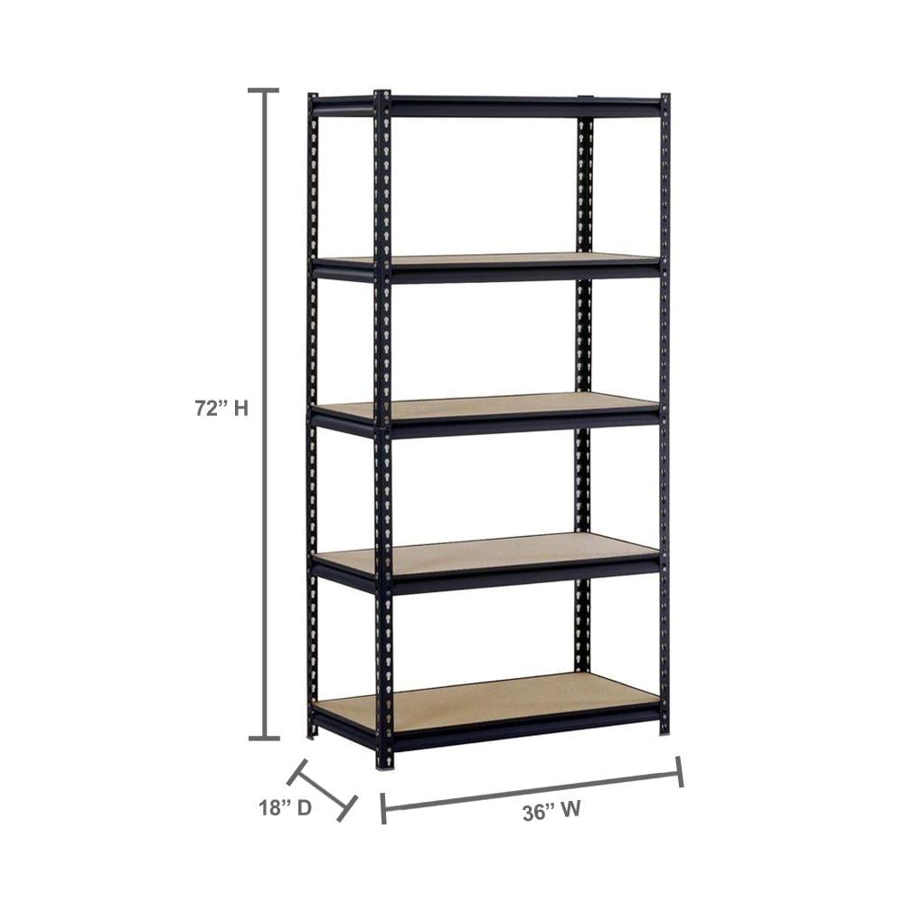 Heavy Duty Muscle Rack 5-Shelf Adjustable Steel Shelving Unit Rack 72"x 46"x 18"