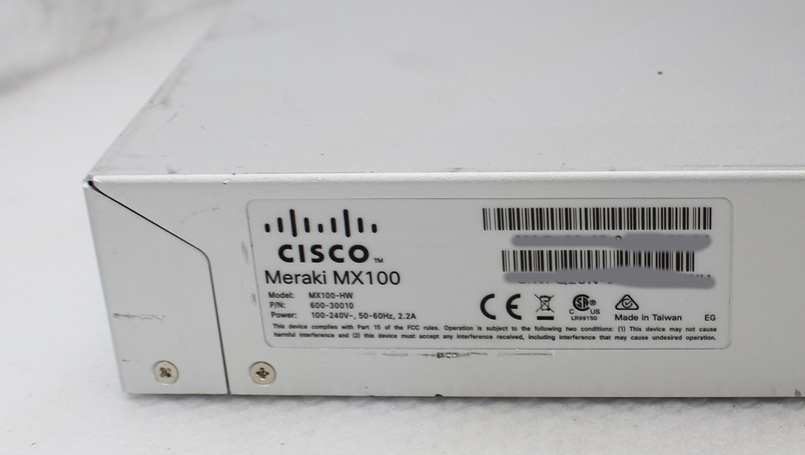 Cisco Meraki MX100 Cloud Managed Security Appliance Firewall (unclaimed)