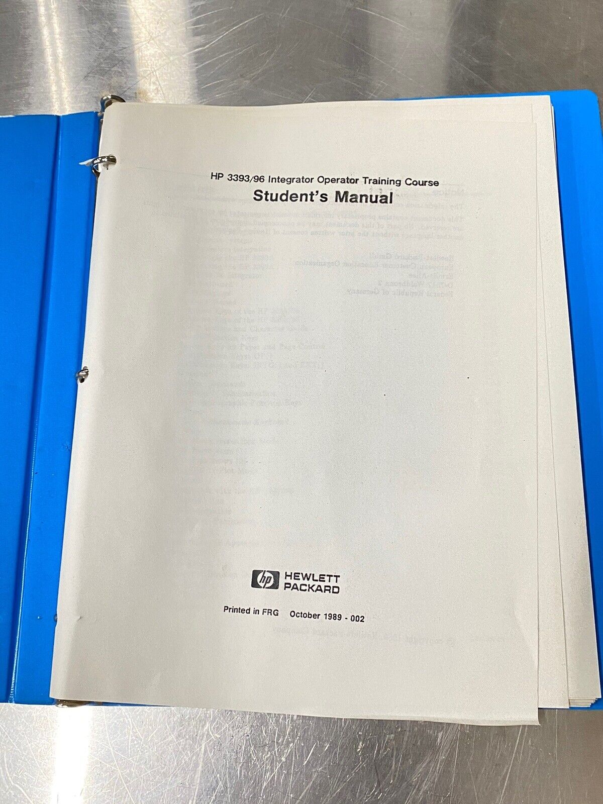 Hewlett Packard HP 393/96 Integrator Operator - Users Guide / Instruction Manual