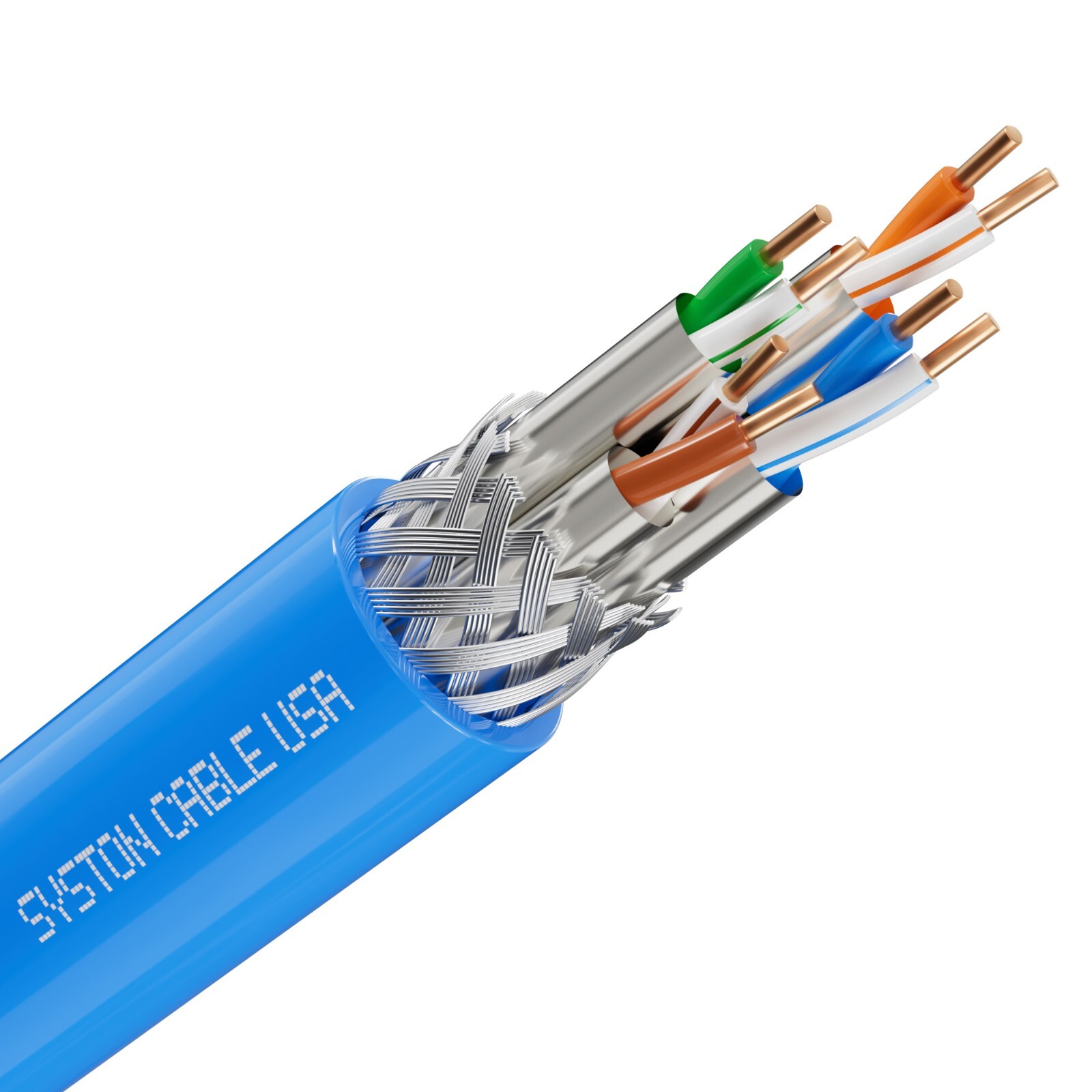 Syston Cat 8 Ethernet Bulk Cable 2000MHz 2GHz 40GB S/FTP 22 AWG 4 Pair-CMR/CL2R