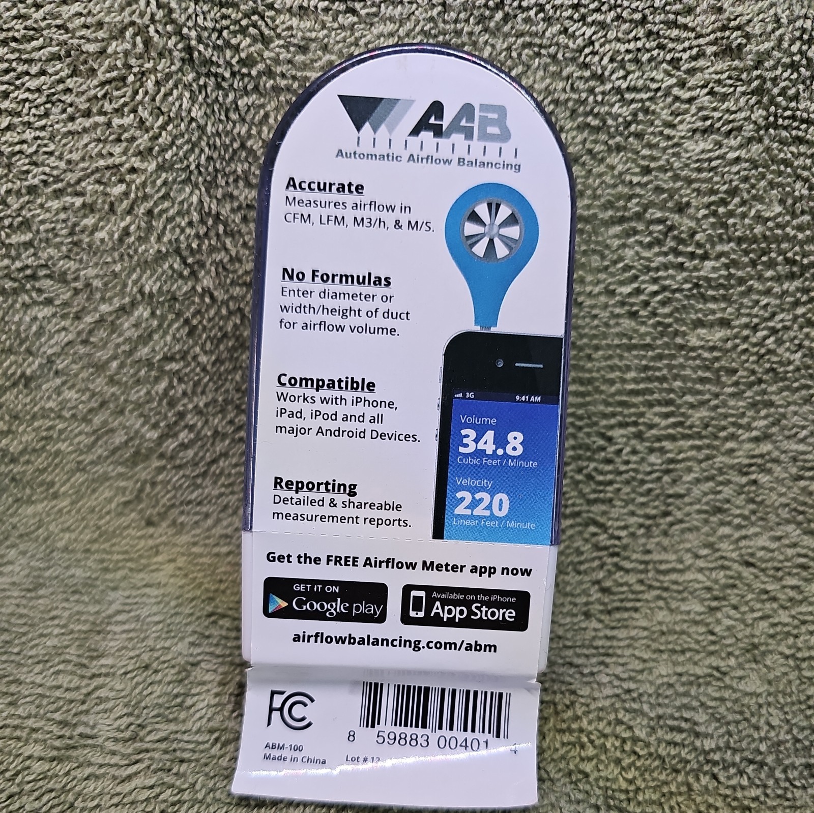 ABM 100 Air Flow Meter by AAB - NEW