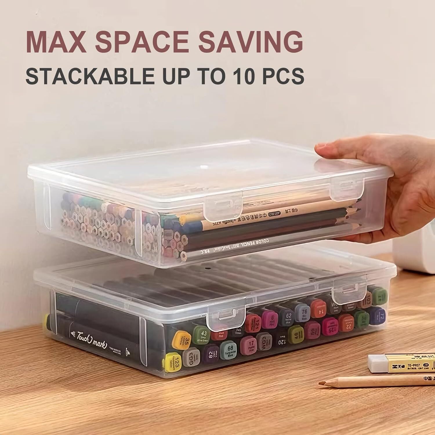 Vowcarol Storage Boxes for 5in x 8in Legal Pads, Washi Tape Transparent