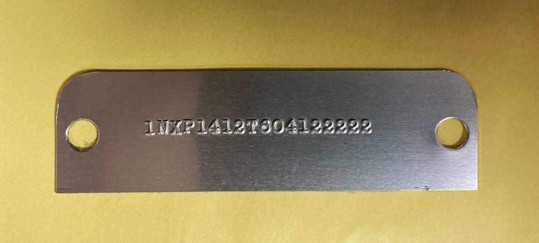 NEW! Metal - Aluminum ID Plate - Equipment Stamped with Your I.D Identification