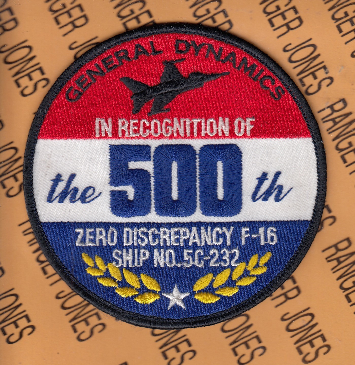 USAF Air Force General Dynamics 500th F-16 Zero Discrepancy ~4" patch m/e