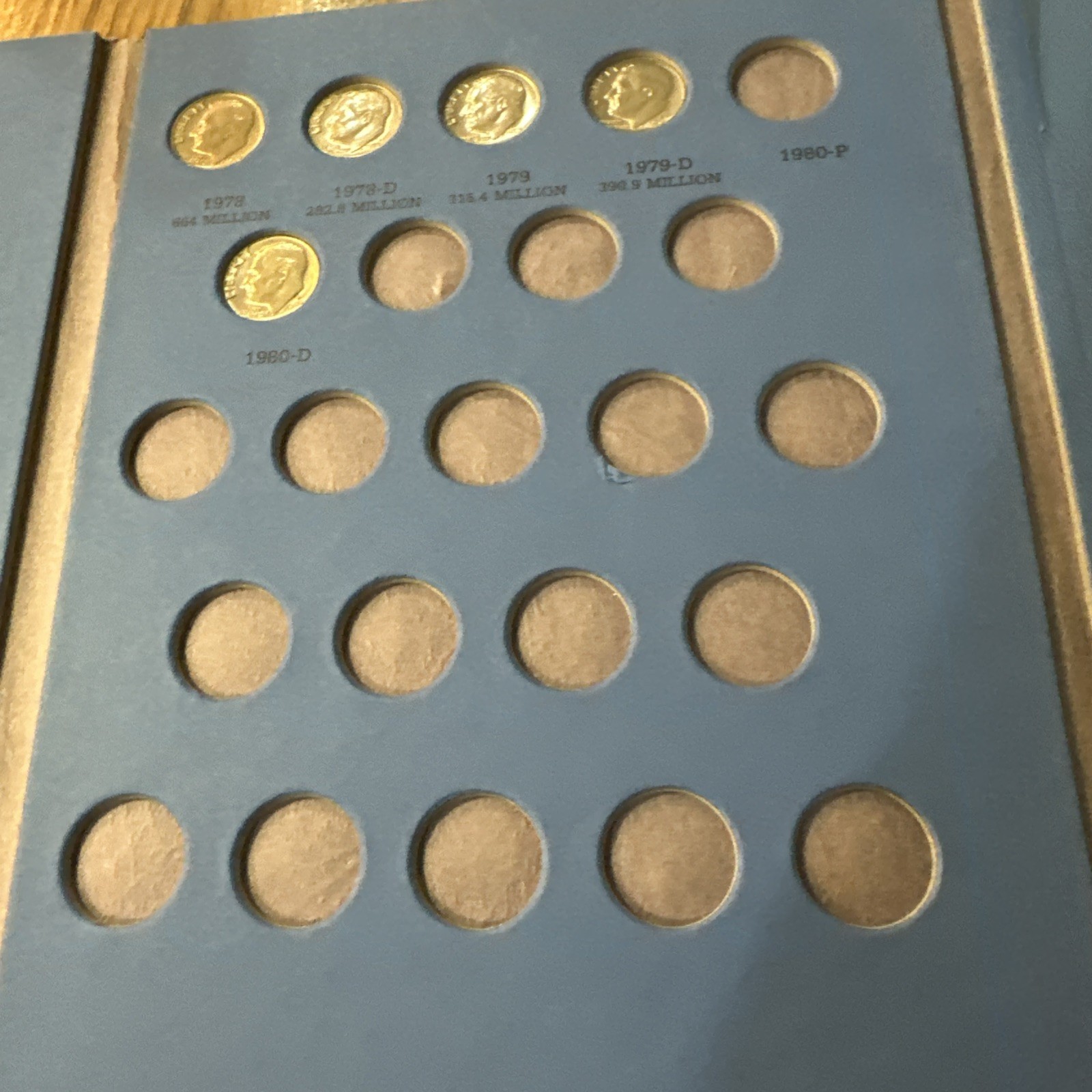 1977 ~ 1980 Silver Roosevelt Dimes ~ 7 Coins Plus Coin Folder