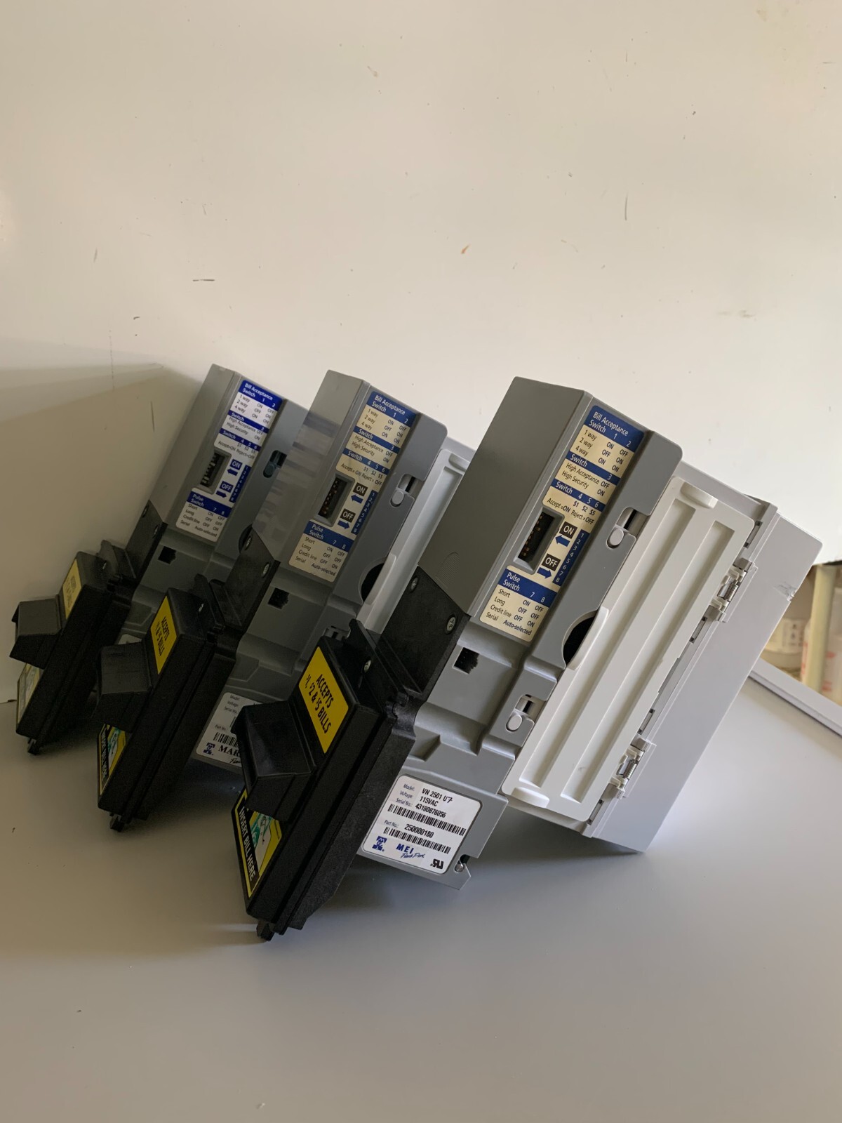 3pack VN2501 U7 $1&$5 110V *COMPLETELY REBUILT* BILL VALIDATOR ,ACCEPTOR