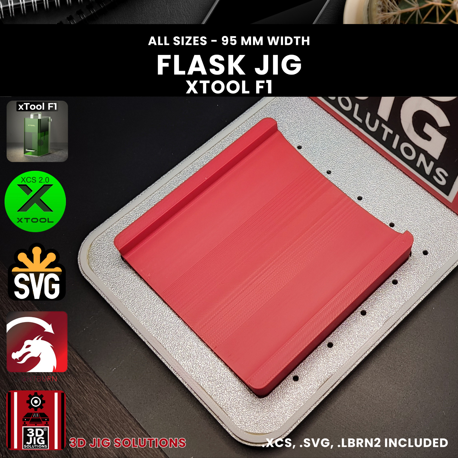 xTool F1 Flask Laser Engraving Jig | 6-12 oz | 95mm Width | Both Sides