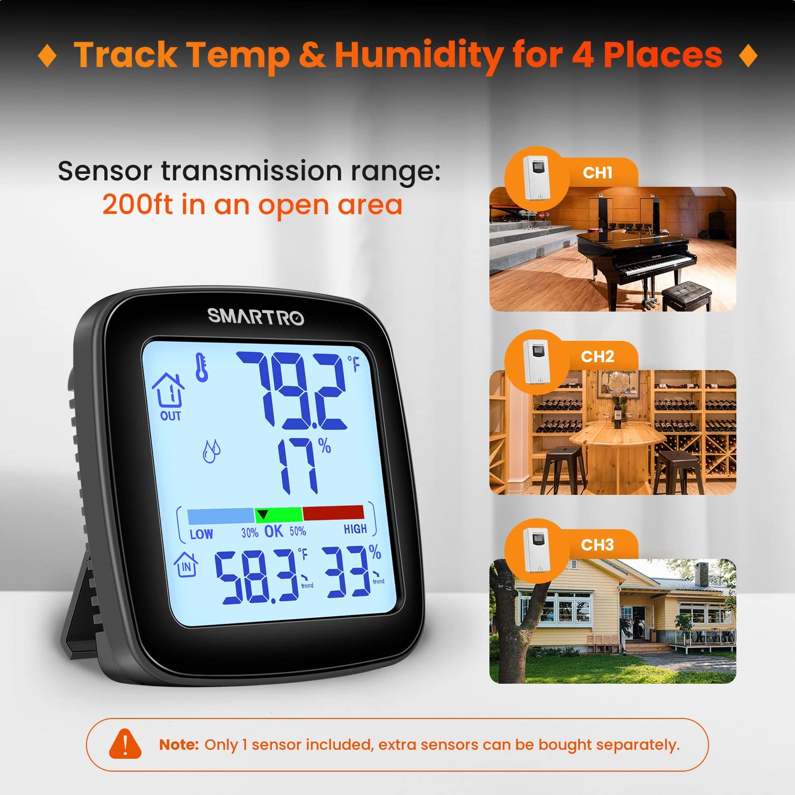 SC92 Professional Digital Wireless Indoor Outdoor Thermometer