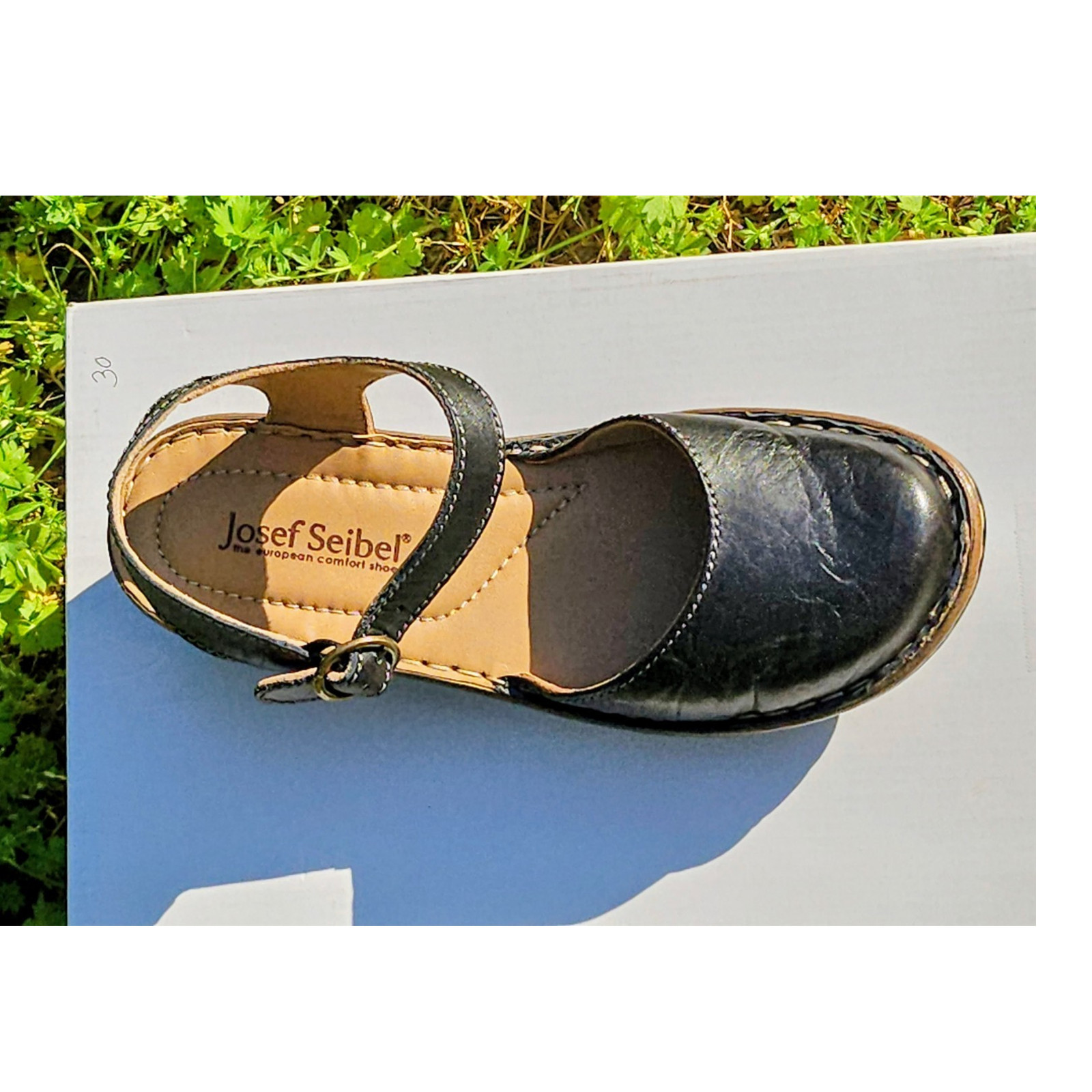 Josef Seibel Leather Mary Jane Flats Round Toe Comfort Black EU 37 us 6.5 NIB