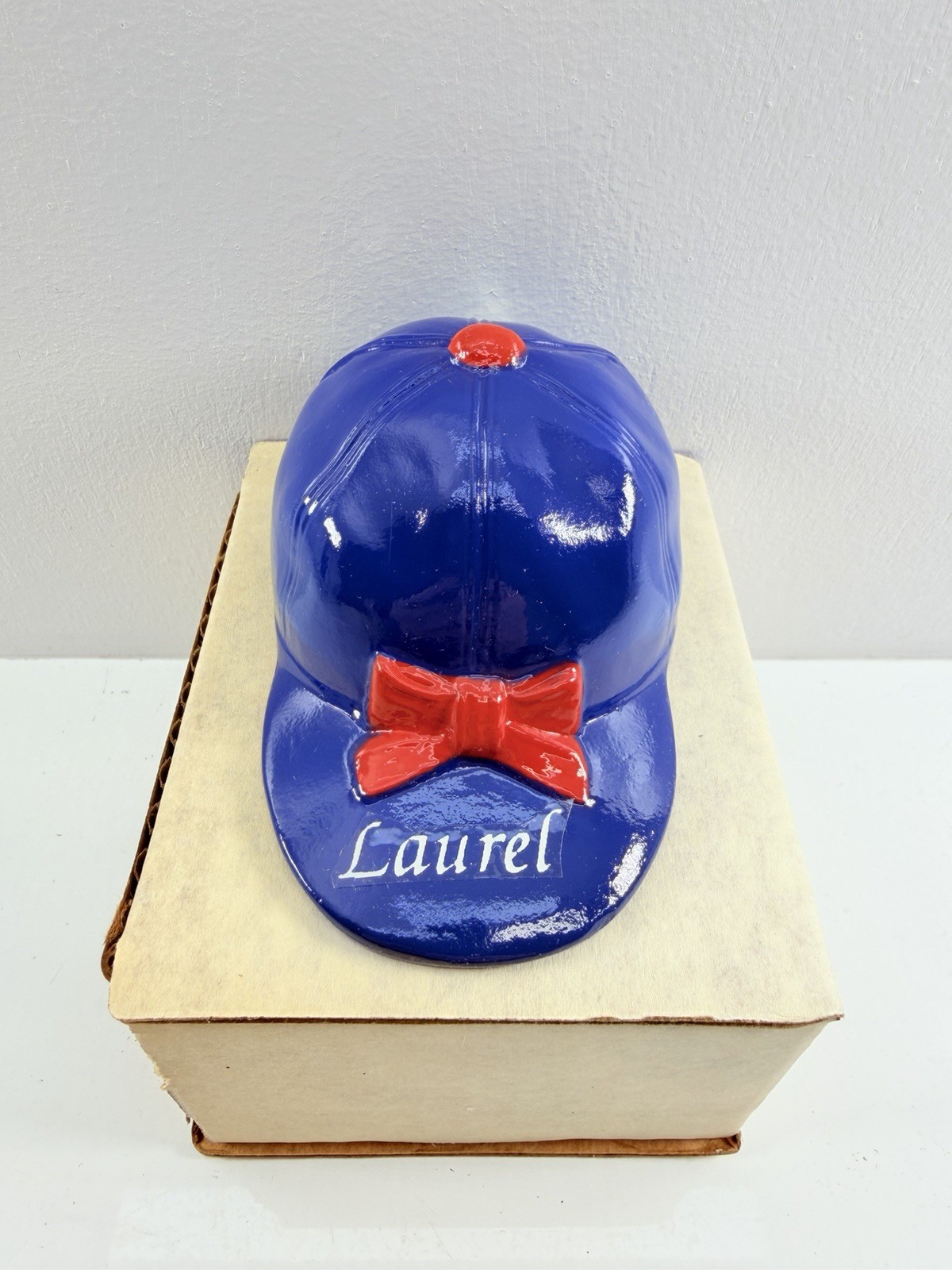 RARE Laurel MD Jockey Cap Bottle Opener Blue Red  White Horse Racing Metal Gift