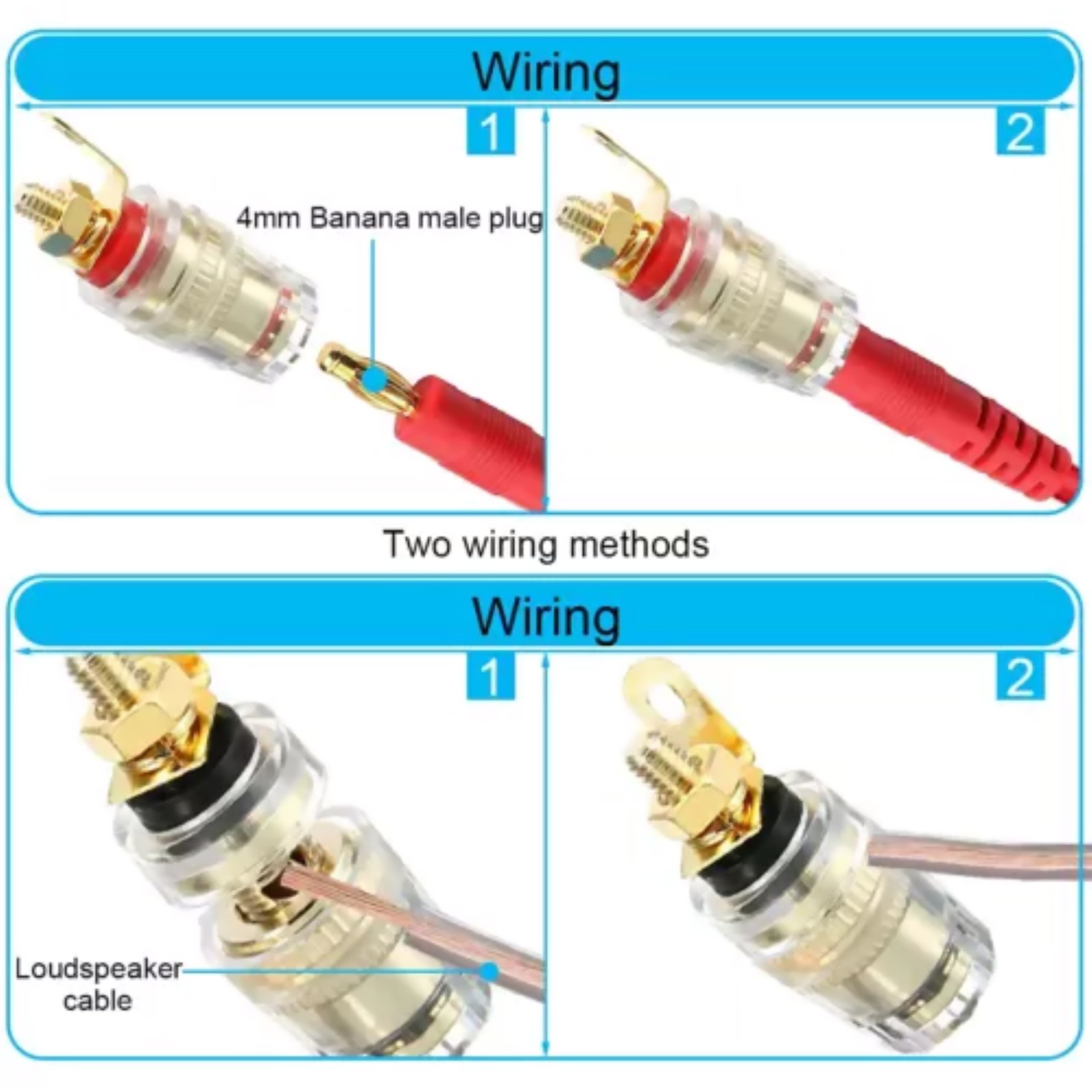 8* New 4mm Amplifier Speaker Terminal Binding Post Banana Plug Socket Connector