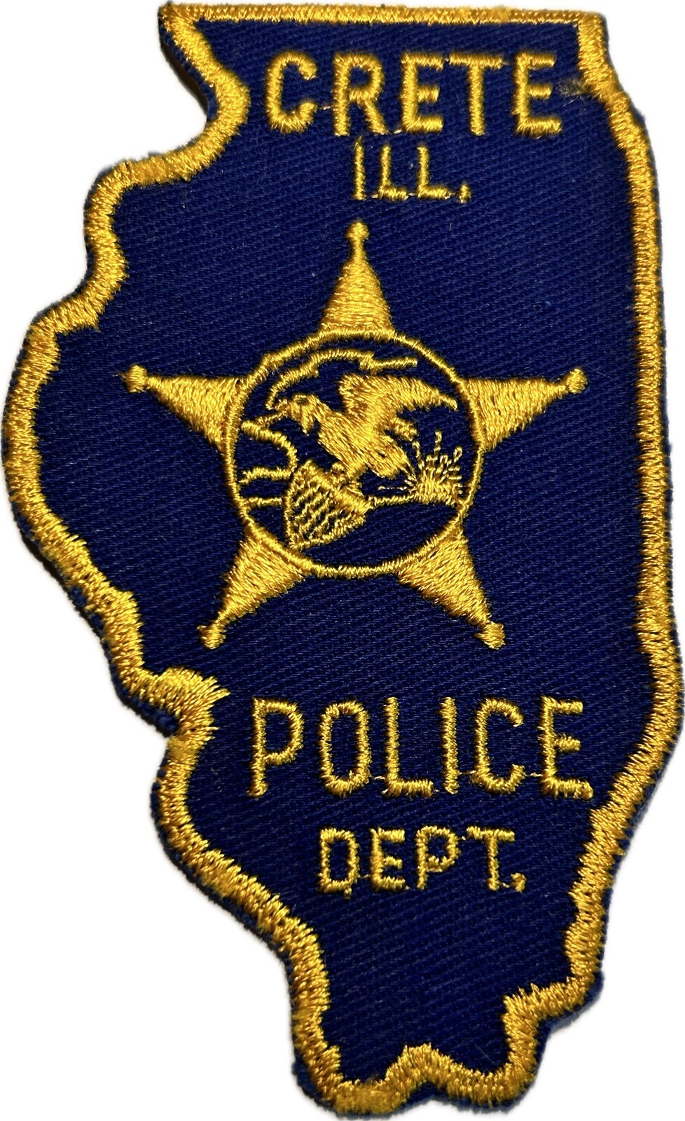 ILLINOIS IL CRETE POLICE DEPT PATCH WILL COUNTY #KP  MAP SHAPE CHEESECLOTH