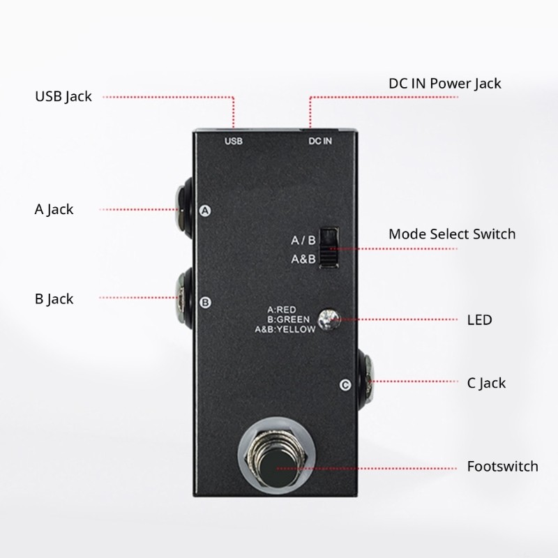 ABY Line Selector AB Switches Small Guitar Effect Pedal True Bypass Enduring