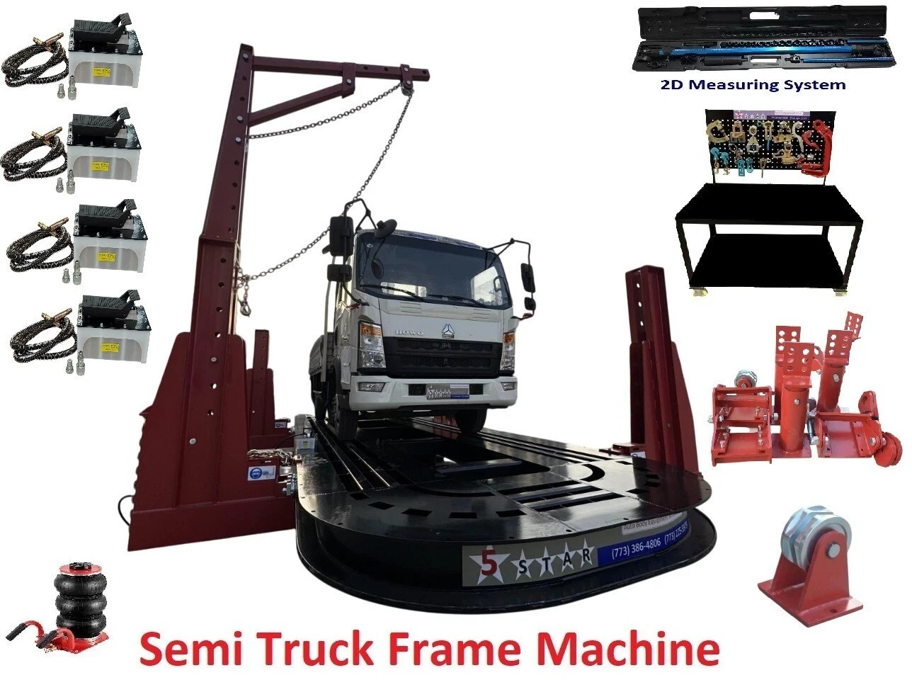 28FT Heavy Duty Truck Frame Machine 4 Tower 25-Ton Pulling Capacity – New