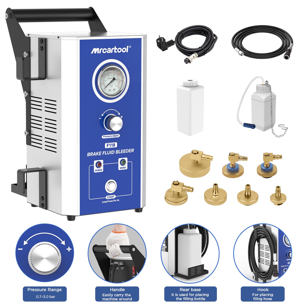 Electric Brake Fluid Bleeder Machine Car Electric Brake Oil Exchanger 7 Adapters