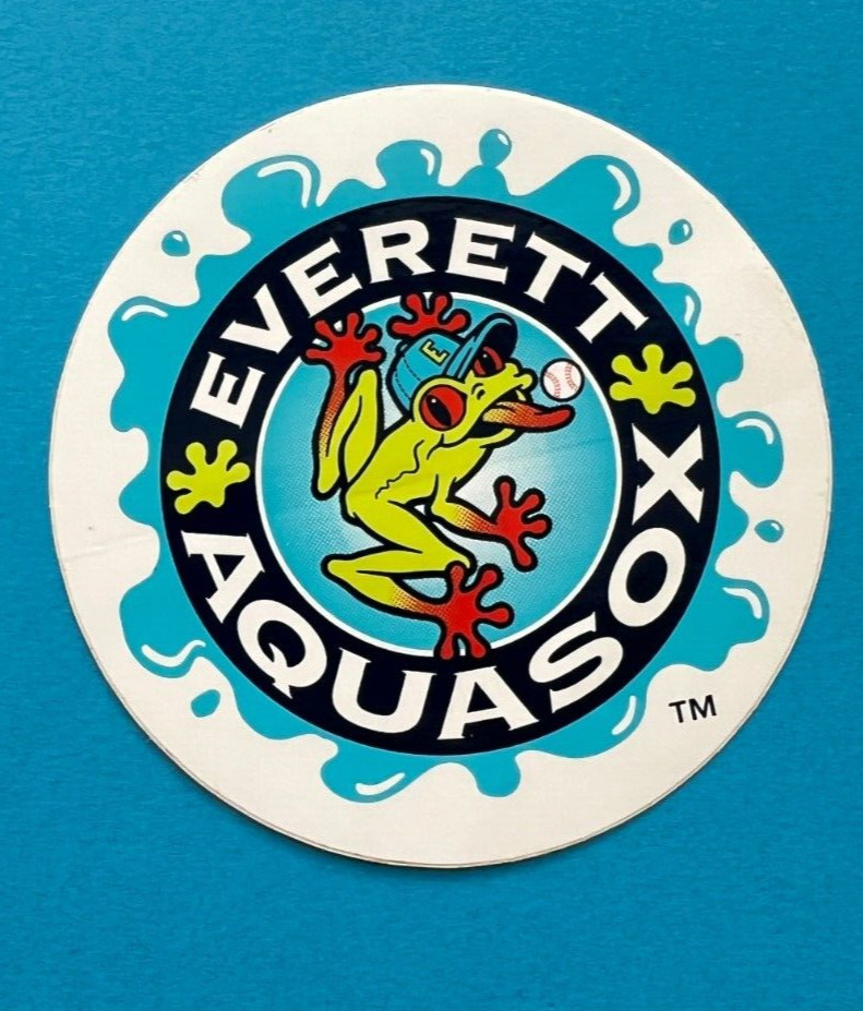 EVERETT AQUASOX Baseball Sticker ~ 4 inch round ~ UNUSED ~ File Folder Kept