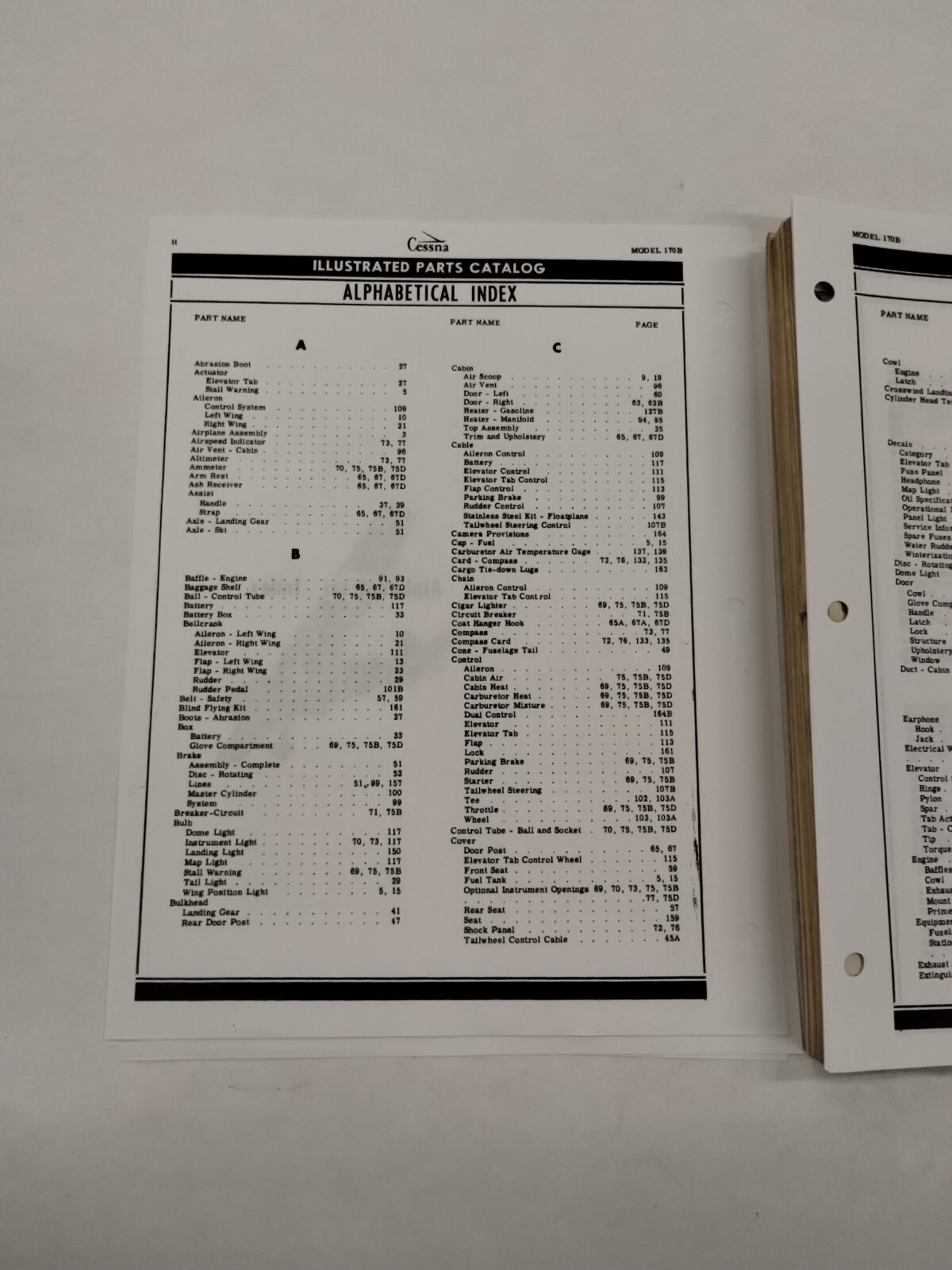 Cessna Model 170B Parts Catalog September 1, 1956-Original