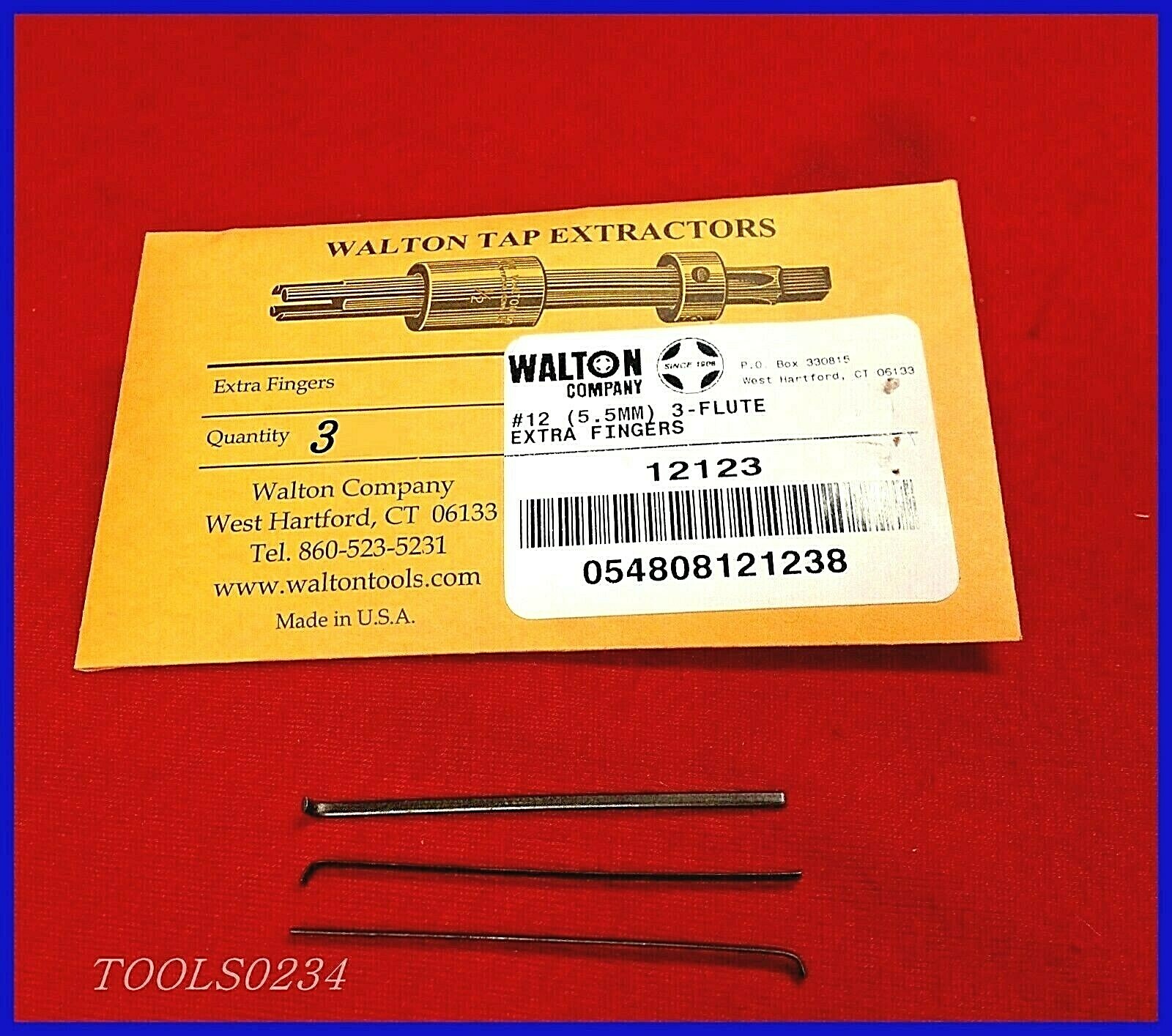 #12 x 3 Flute Walton 12123 Tap Extractor Replacement Fingers Set of 3 Tap USA