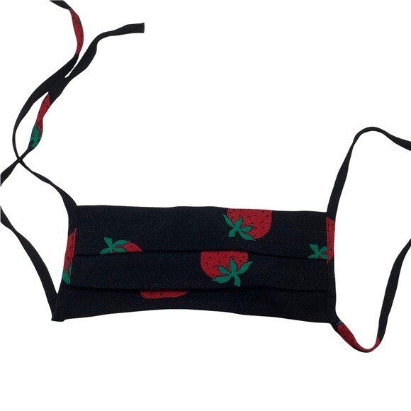 Reformation Black/Red Strawberry Printed Soft Mask