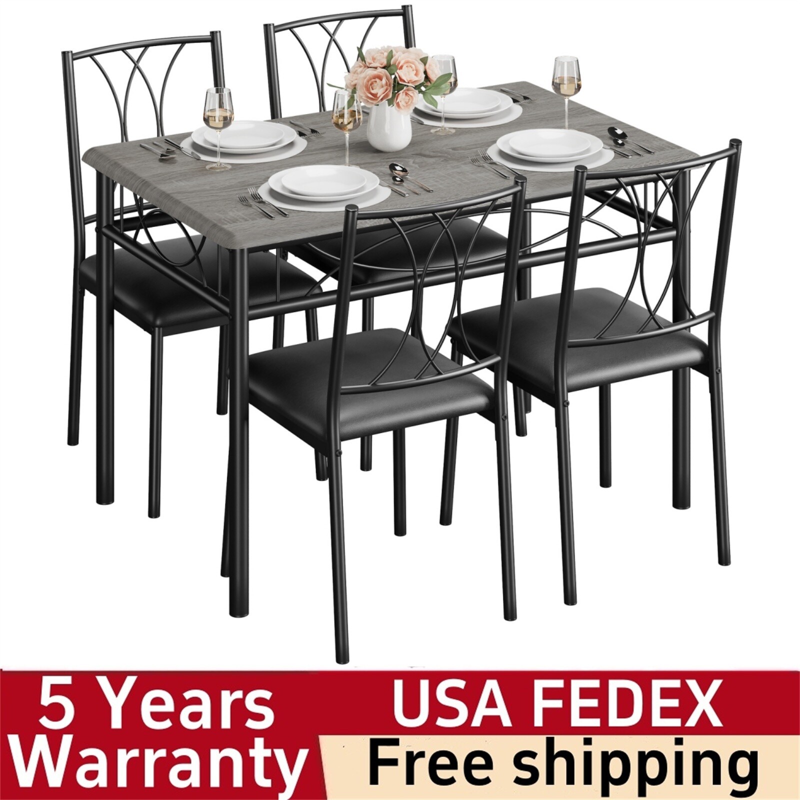 ✅Dining Room Table Set for 4 with Chairs Dining Table with Chairs 5 Piece Kitche