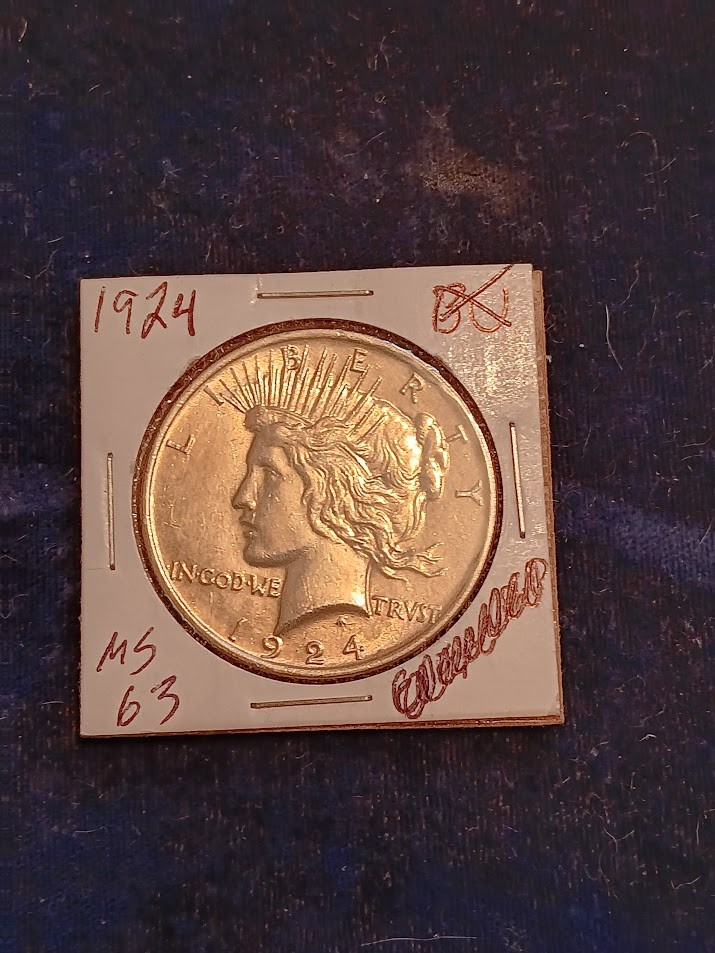 BU 1924 Peace silver dollar