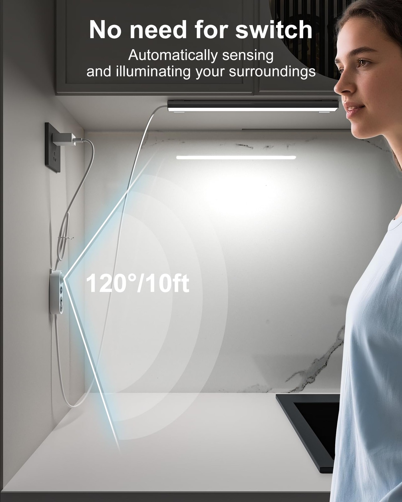 Motion Sensor Dimmable Led Under Cabinet Light, 12" Cool White