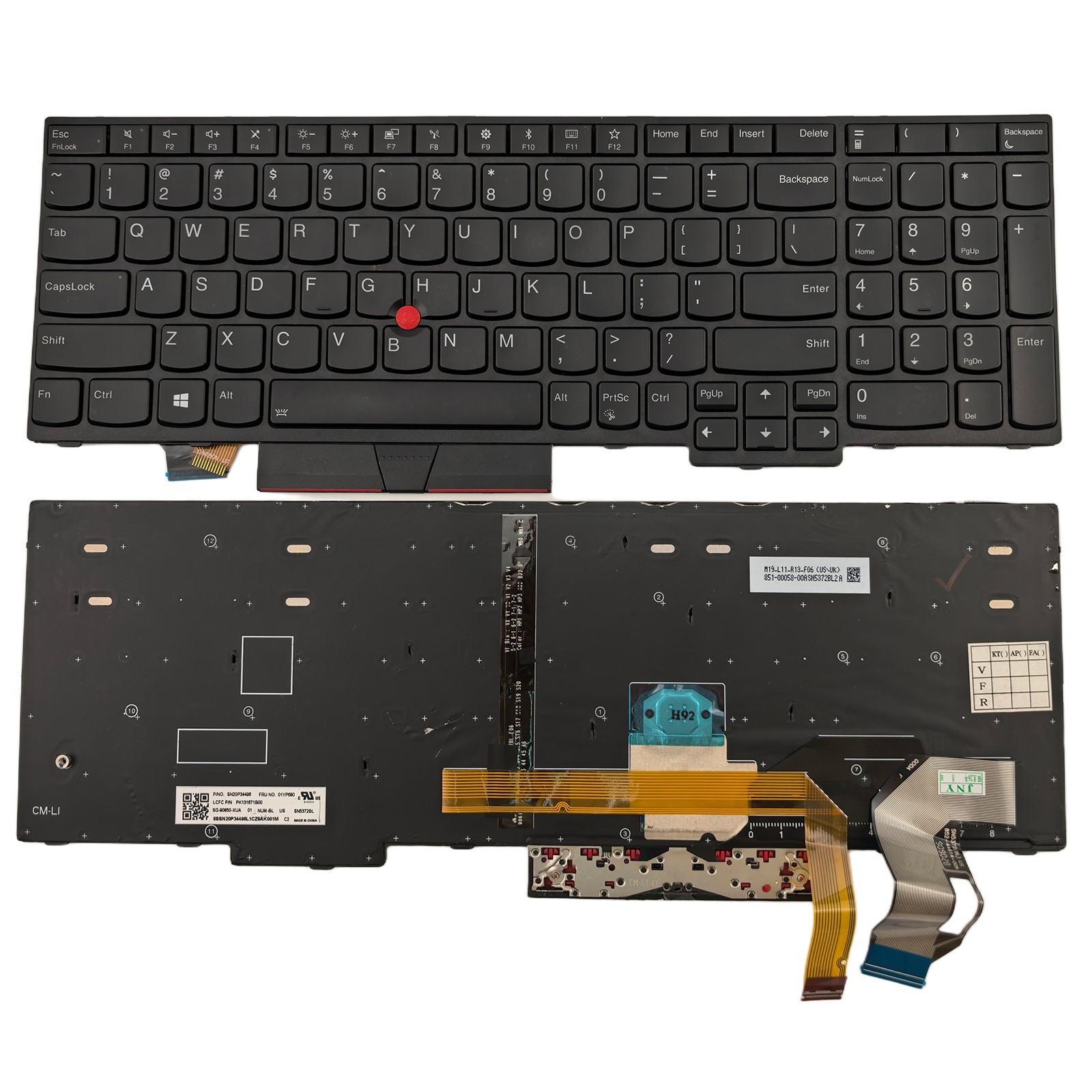 Genuine E580 E590 E585 E595 US Backlit Keyboard for ThinkPad T590 P53s L580 L590
