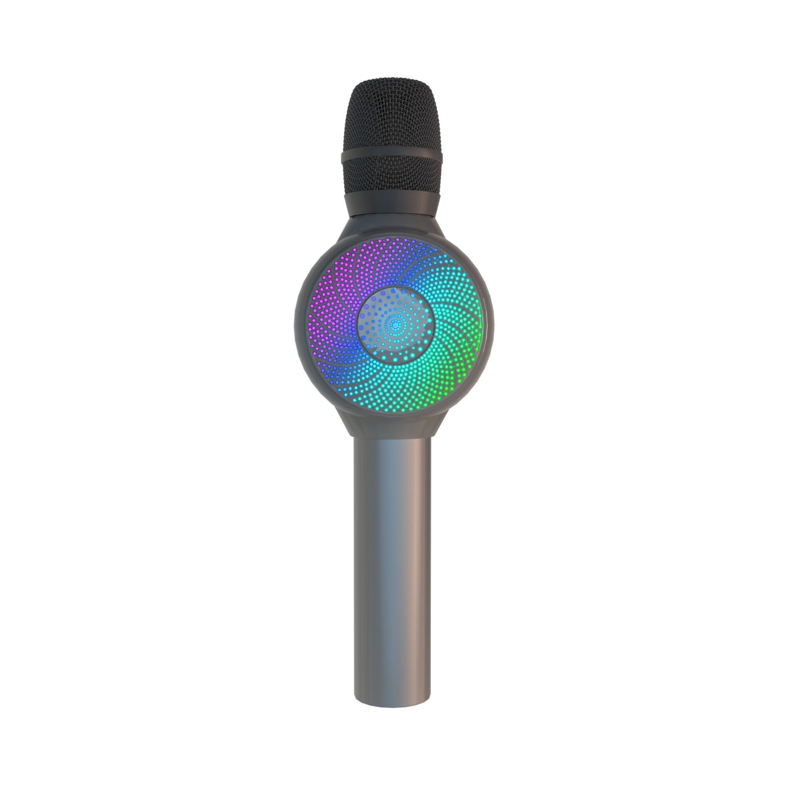Wireless Karaoke Microphone Silver by Laser with LED Lights and Bluetooth