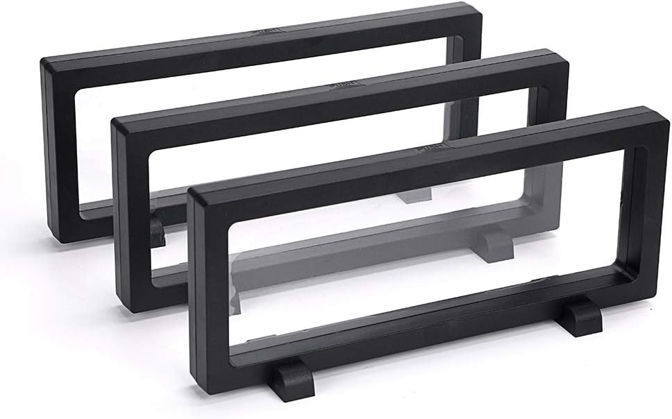 3 Pcs 3D Floating Display Case, Black Display Stand Holder 9"×3.54"×0.75" L×W×H