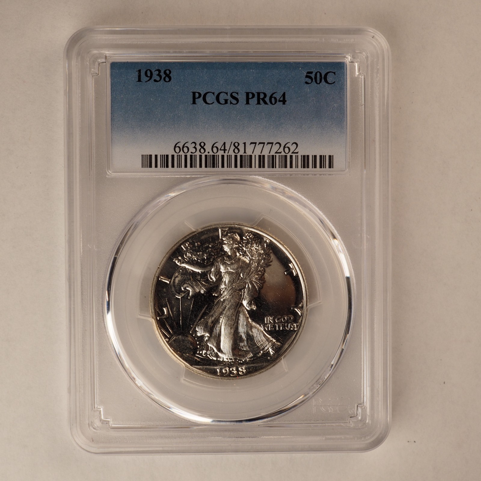 1938 Proof Walking Liberty Half Dollar PCGS PR64 *NICE PROOF COIN!* - FREE SHIP!