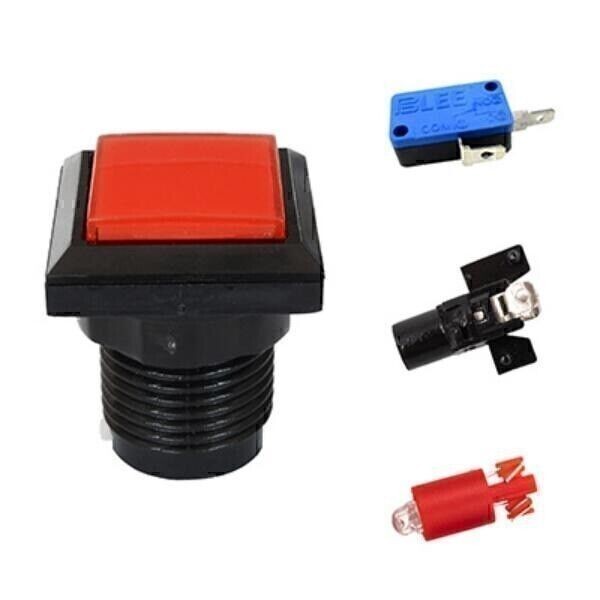 New Arcade Square Push Buttons Illumilated LED Light w/ Microswitch 33*33mm