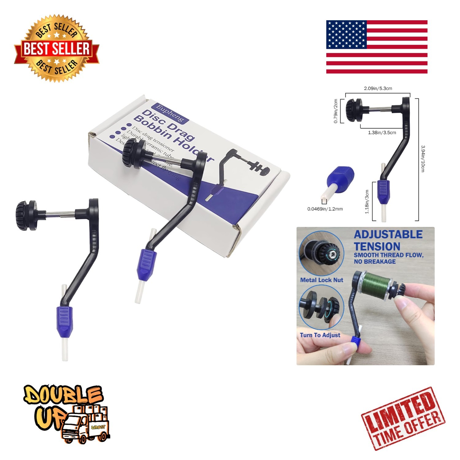 Lightweight Fly Tying Bobbin Holder - 2PCS with Adjustable Tension Functionality