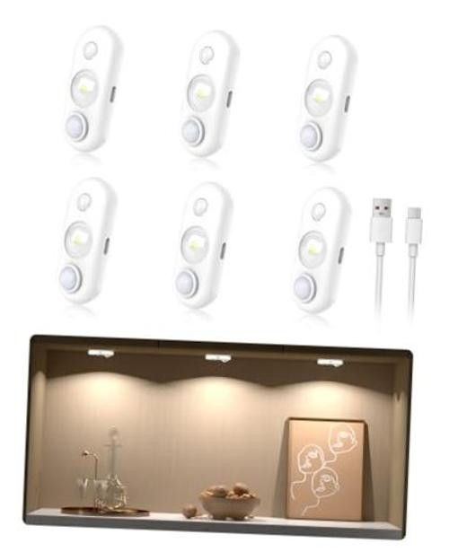 LED Motion Sensor Puck Lights Indoor, Rechargeable Under Cabinet Lights, Stick